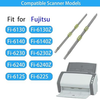 2026 Upgraded Feed Roller Kit with Iron Shaft, Compatible with Fujitsu Fi-6130 Fi-6130Z Fi-6140 Fi-6140Z Fi-6230 Fi-6230Z Fi-6240 Fi-6240Z Fi-6125 Fi-6225 etc, Parts Number: PA03540-Y075 (2PCS)