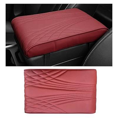 Ziciner Car Center Console Cover, Leather Memory Foam Armrest Cushion Protection Pad, Waterproof Hand Rest Pillow with Height Increase, Universal Accessory for Most Car (Wine Red #Angel)