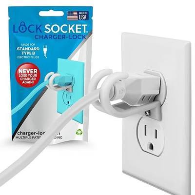 Lock Socket 3 Prong Outlet Lock (White) | Anti Theft Lock to Secure Three Pronged Plugs to the Outlet | an Innovative Way to Prevent Cords Unplugging|Child-Safe, with Security Screw |Made in USA