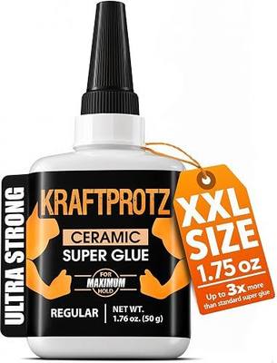 Porcelain Super Glue Liquid 1.75 oz - Ceramic China Repair Instant Adhesive | versatile, repairs fine cracks, clear, dishwasher-safe, heat resistant, anti-clog cap, waterproof, plates, tiles, pottery
