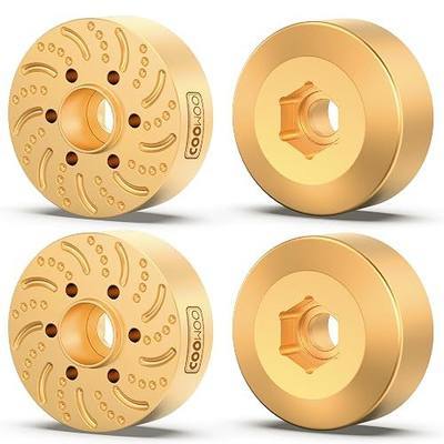 RC Wheel Weights, Brass Wheel Hex Hub Widening Adapters 15mm Extended Wheel Counterweight for 1/10 Scale RC Crawler Cars with 1.9”/2.2” Beadlock Wheels - Set of 4 (Golden)