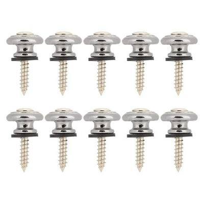 Guitar Strap Buttons, Mushrooms Head Guitar Strap Locks End Pins with Screws and Washers, for Guitar Ukulele Electric Bass(Sliver)