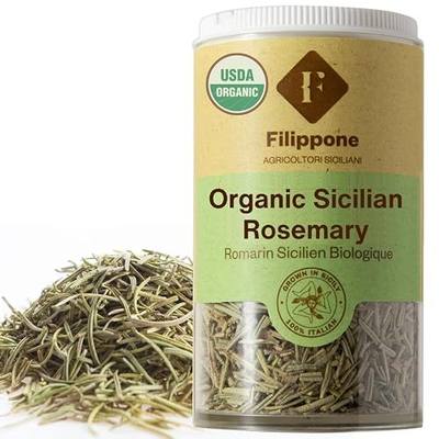 FILIPPONE - Organic Rosemary Seasoning, Picked Fresh, Shaker, 20 g (0.7 oz) | Italian Dried Whole Rosemary Leaves with Intense Aroma, Herb Seasoning, Sicilian Rosemary, USDA Organic, Product of Italy