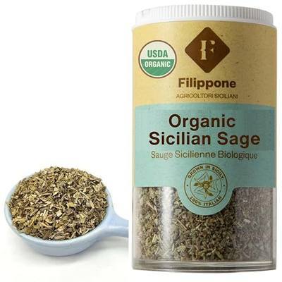 FILIPPONE - Organic Dried Sage, Sicilian Sage, Salvia, 25 g (0.88 oz) | Dried, Fragrant Italian Salvia Branch for Relaxation, Aromatherapy, and Crafts, Certified USDA Organic, Product of Italy