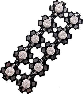 10pcs 3W UV Purple LED Ultraviolet Bulbs Lamp Chips 365nm 375nm 385nm 395nm 405nm 420nm High Power Light (3W 365NM with 20MM PCB)