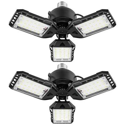 Aoretic LED Garage Lights Bulb 2 Pack -80W, 8000LM 6500K Led Shop Light with 3 Deformable Panels, Basement Barn Light Garage Ceiling Lights, E26/E27 for Garage, Warehouse, Shop, Basement