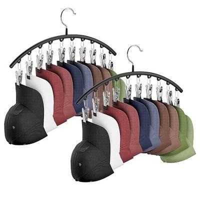 Hat Hanger for Closet,2 Pack Hat Organizer Holder for Hanger Closet Display | Metal Hat Racks for Baseball Caps w/10 Clips, Hat Holder for Ball Caps & Accessories, for Men Women, Black