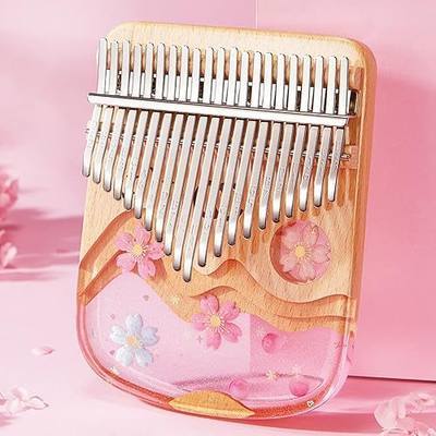 21 Keys Thumb Piano Crystal Kalimba, 17 Key Finger Piano Musical Gift, Transparent Acrylic C Tone with EVA Bag, Stickers, Tuning Hammer, Cleaning Cloth
