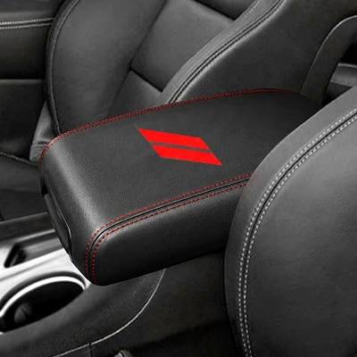 YOSRTER for Dodge Durango Accessories 2021 2022 2023 2024 2025 2026 Center Console Armrest Cover Interior Box Anti-Scratch Leather Central Armrest Decoration (Red Stitches)