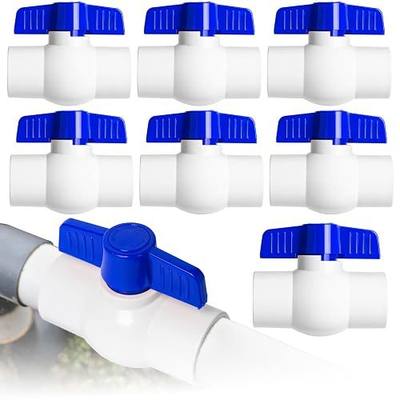 8PCS 3/4" PVC Ball Valve, Shut-Off Ball Valves Socket with Blue T-Handle | Heavy Duty Slip PVC Valve, PVC Pipe Fitting for Water Project, Swimming Pool, Sprinkler Line, Plumbing & Irrigation System