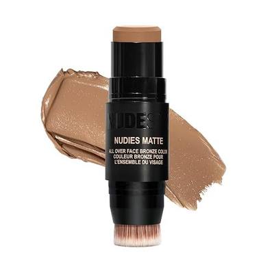 Nudestix Nudies Bronze All Over Matte Bronzing Stick – 3-in-1 Cream Bronzer for Cheeks, Eyes & Lips with Built-In Brush | Natural Contour & Sun-Kissed Glow