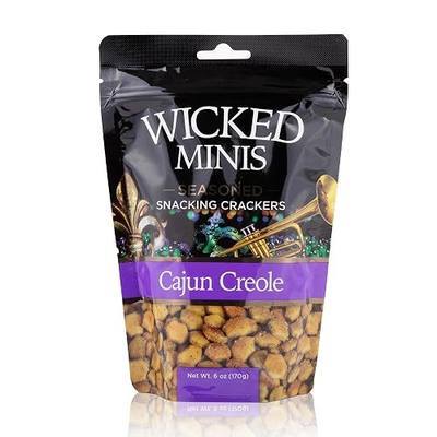 Wicked Minis Soup & Oyster Crackers - Saltine & Salted Flavored Mini Puffed Soup, Savory Snacking Mix, Seasoned Croutons Salad Toppers, Crackers for Chili 6oz (Cajun Creole, 1 Pack)