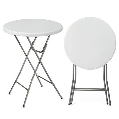 VINGLI 32" Plastic Folding Round Table Bar Height, HDPE Matrial with Gray Metal Finish, High Top Table for Outdoor Party, Cafes, Restaurants, Backyard, Dining Room, Wedding Event,1 Pack, White