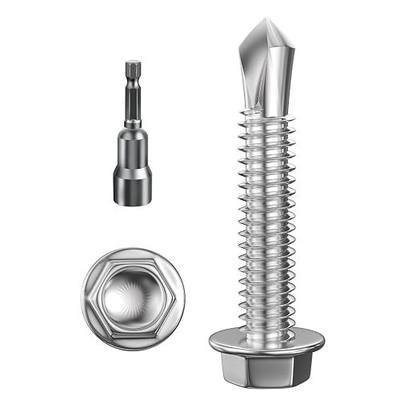 Wensilon (250Pcs)#10×1" Hex Washer Head Self Drilling Screws, 410 Stainless Steel Metal SheetScrews,TEK Screws, Sheet Metal Self Tapping Screws