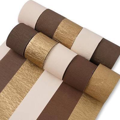 PartyWoo Brown Boho Neutral White Crepe Paper Streamers 10pcs 820 FT | Birthday Baby Shower Wedding Graduation Woodland Jungle Fall Bridal Shower Anniversary Engagement Party Decorations