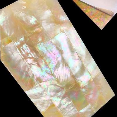 GOMMO Blue Paua Shell Veneer Sheet Enhanced for Inlay and Overlay Flat(9.4" x 5.5" x 0.007")(New Zealand Blue Abalone) (Golden Flat)