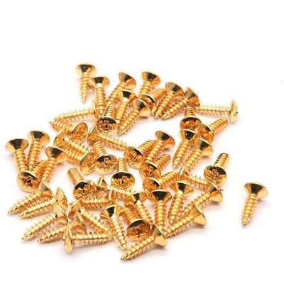 3MM Electric Guitar Bass Pickguard Screws Pick Guards Scratch Plate Mounting Screws for Fender Strat ST Tele TL Stratocaster Telecaster Gibson LP Les Paul SG Guitar Pack of 50 (Gold)