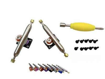 Leefai Professional Fingerboard Trucks 32-34mm Wide -Standard Shape G3-Single Axles Truck- Inverted Kingpin-Mini Finger Skateboard Tool -Screws Hardware,Plating Baseplate (Black, 32MM)