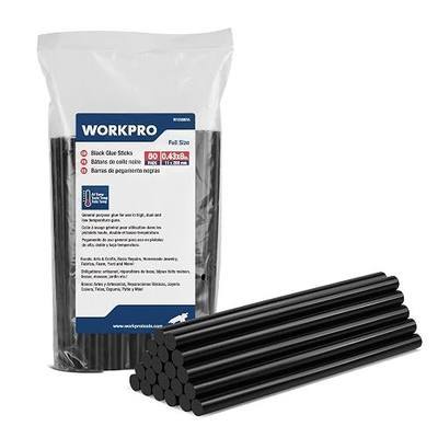 WORKPRO Black Hot Glue Sticks, 50-Pack, 0.43" x 8", All-Temp | Strong EVA Adhesive, Fast Curing, Non-Toxic Formula, Flexible Bond, Ideal for DIY, Repairs and Gluing Projects