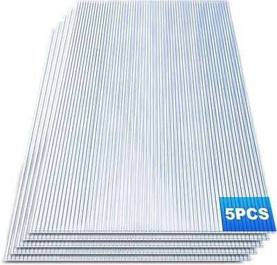 Twin Wall 8mm 5 Pcs Polycarbonate Greenhouse Panels Set - Twin-Walled Panels for Plant Stand Roof with Accessories