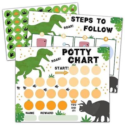 Dinosaur Potty Trainning Sticker Chart for Toddlers Boys Girls, 20 Potty Training Chart with 432 Stickers & 1 Routine Card - B09