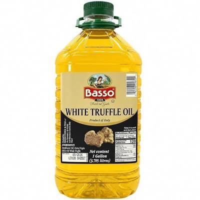 BASSO 1904 - White Truffle Oil, Bulk, 1 Gallon (3.785 liters) | White Truffle Flavored Olive Oil & Sunflower Oil for Salads, Meats & Pasta, Non-GMO, Product of Italy