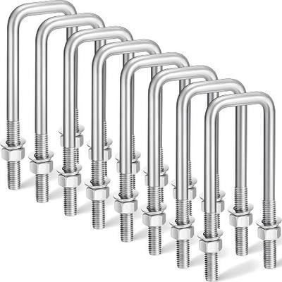 Hicarer 8 Set 304 Stainless Steel 2 Inch Square U Bolts 1/2''d x 2-1/16" W x 6-5/16" L Boat Trailer with Washers and Nuts Utility Parts U Bolts for Sailboat Trailer, Automobiles Accessories