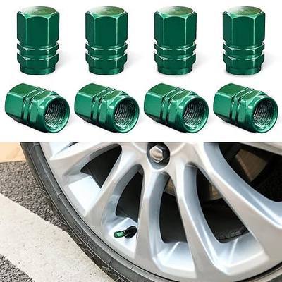 Ziciner 8 PCS Car Tire Valve Stem Caps, Aluminum Alloy Wheel Valve Covers with Rubber O-Ring, Corrosion Resistant Leak-Proof Tire Air Cap Set, Universal for SUV, Truck, Motorcycle, Bike (Green)