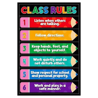D4DREAM Classroom Rules Poster - 11.2''x16.5'' Colorful Classroom Educational Poster Teacher Must Haves for Classrooms Elementary Preschool Kindergarten Decorations Back to School Teacher Supplies