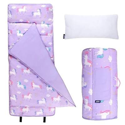 Wildkin Microfiber Nap Mat for Kids | 50 x 20 in all-in-one microfiber nap mat with attached blanket, removable pillow, roll-up straps and carry handle.