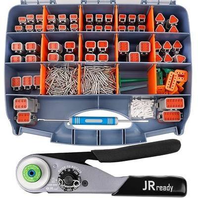 JRready ST6359 Deutsch Connector Kit, 2 3 4 6 8 12 Pin DT Connectors | Size 16 Solid Contacts 16-20AWG, Deutsch Crimp Tool, Deutsch Pin Removal Tool, Waterproof Automotive Electrical Connectors