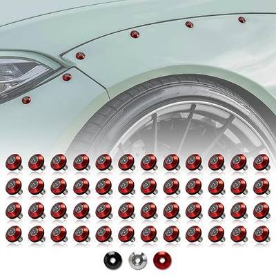 M6 Red Anodized Aluminum Washer Fender Flare Hardware Kit | 48-set · 18mm (0.71") OD M6 tapered washer · stainless m6 countersunk bolt, for license plate, widebody, RZR fender bolts