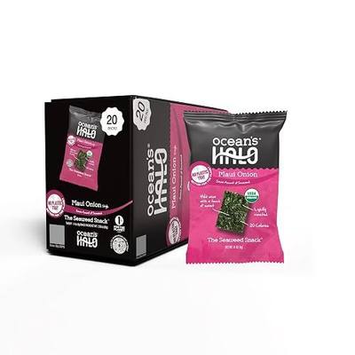 Ocean’s Halo Organic Seaweed Snacks – Maui Onion, Trayless, Vegan, Crispy Salty Snacks, 20-Pack (0.14 oz each)