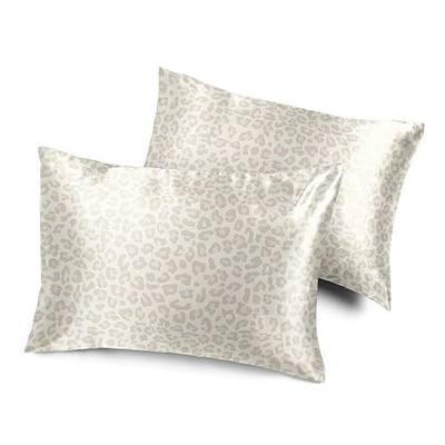 Sweet Jojo Designs Gold and Taupe Satin Luxury Cheetah Print for Hair and Skin Pillow Cases Standard Queen Pillowcase Sham Cover Set for Bed Decorative Accent 2 pc. Soft Silky Shiny Leopard Shimmer