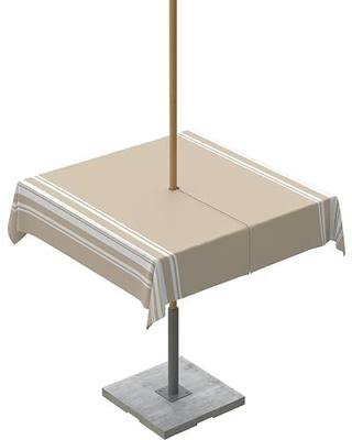 QueenKer Outdoor Tablecloth with Umbrella Hole, Khaki and White Stripe Square Tables Waterproof Tabletop Collection for Patio, Garden, Picnic, Camping, Dining 54 x 54 inch