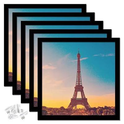 14x14 Picture Frame Set of 5, Black Square Photo Frames High Transparent Wall Gallery Desktop Horizontal Vertical for Canvas Collage Photo Poster Certificate 14 x 14 inches