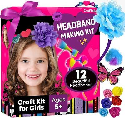 Headband Making Kit for Girls - Make Your Own Fashion Headbands for Kids - DIY Hair Accessories for Girls 4-6 - Arts & Crafts Best Birthday Gifts Ideas - Art Gift for 4 5 6 7+ Year Old Girl