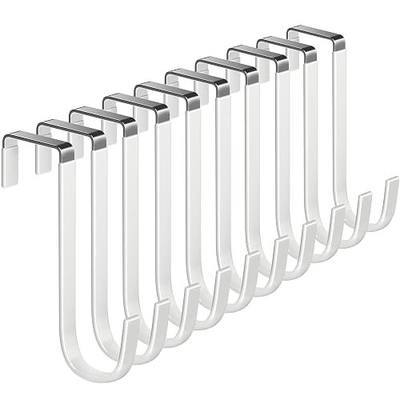 Mars-Rock Single Over Door Steel Hooks 10 Pack Fit 1-3/8" Door 5.5" White | Plastic Coated Rubber Feel Towel Rack Robe Coat Shoe Wreath Hanger No Damage No Scratch for Bathroom Heavy Duty Thin Top
