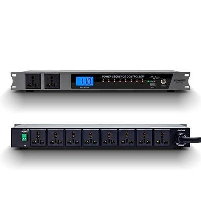 10 Socket Sequential Rack Professional Audio Power Conditioning ,Digital Voltmeter, USB, Surge Protector for Home Theater Stage/Studio (SW-X100)