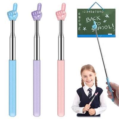 Retractable Teacher Pointer for Classroom Kids Reading, Dumero Extendable Finger Pointer Stick for School, Collapsible Finger Pointing Stick, Long Telescoping Hand Pointer, -3 Pack: Blue, Pink, Purple