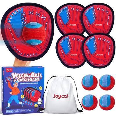 JoyCat Toss and Catch Ball Game for Kids, 4 Paddle Sticky Ball Set, Toddler Baseball Catch Toy, Outdoor Game for Beach, Yard&Camping, Family Sports Easter Basket Stuffer Gift for Boys Girls Ages 3-12 | Sticky paddles and soft balls create an easy family catch game for backyard, beach, park and campi