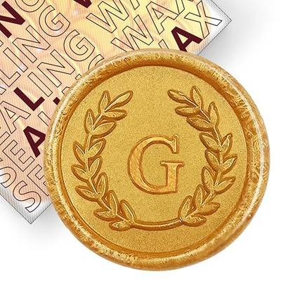 100Pcs Gold Letter G Adhesive Wax Seal Stickers, Hand-Made, No Need Seal Stamp, Tear and Use Wax Stickers for Wedding Invitations, Envelopes, Christmas Gift