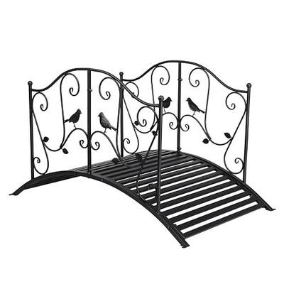 Outvita 4FT Metal Garden Bridge with Powder Coating & Security Guardrai | Decorative outdoor landscaping ornament, suitable for patio, pond and backyard