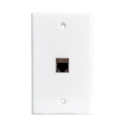 Single Gang Ethernet CAT7 Wall Plate Female to Female - 1 Port Shielded Network CAT 7 RJ45 Keystone Jack Outlet Wallplate for CAT8/CAT7/CAT6 Cables - White