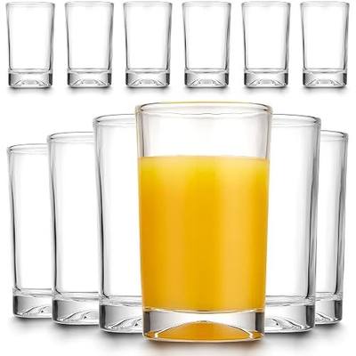 Mfacoy Small Juice Glasses Set of 6, 5.5-ounce Glass Cups, Heavy Base Small Drinking Glass Set, Clear Cups, Thick and Durable Shot Glasses, Drinking Glasses for Juice and Milk (Full Size - 5.5 Ounce)