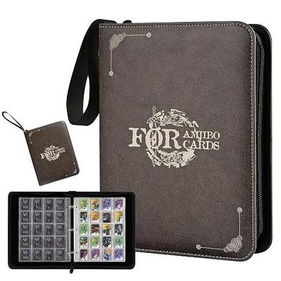iofeiwak Mini Amiibo Card Display Album, Brown, 0.82x1.22 inch, Faux Leather, Waterproof, 20 Sleeves Included