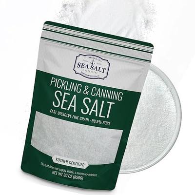 Sea Salt Superstore Pickling & Curing Salt, Fine Kosher, Non-Iodized, 30 oz | For natural preserving, fine kosher salt for brining, bag