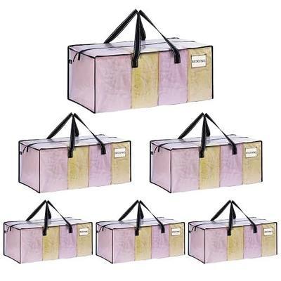 VENO Heavy Duty Moving Bags, Storage Bags, Easy Visibility, Clear, 6 Pack | Packing Supplies, Alternative to Moving Boxes, Storage Bins for Clothes, Blankets, Comforters, College Dorm Essentials