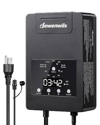 DEWENWILS 120W Low Voltage Transformer with Photocell Sensor & Timer | 120V AC to 12V DC, Weatherproof Landscape Lighting Transformer for Spotlights, Garden Lights, Steplight, Billboard