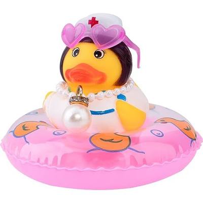wonuu Car Rubber Duck Car Duck Decoration Dashboard Car Ornament for Car Dashboard Decoration Accessories with Mini Swim Ring Necklace and Sunglasses, A_Nurse Duck_Pink Swim_Heart Glasses_Big Pearl